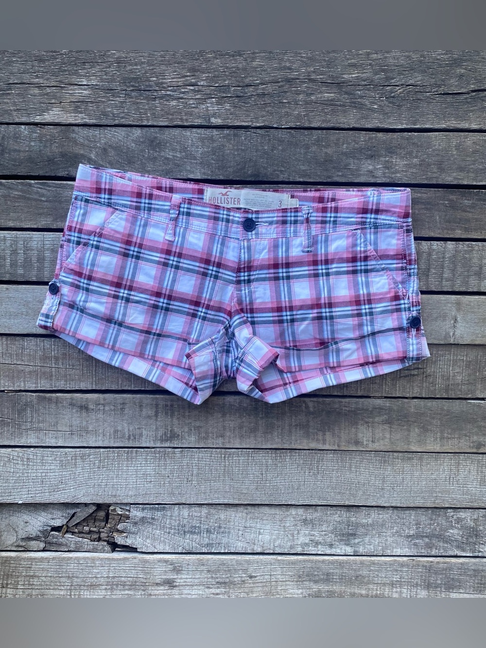Y2K Vintage Plaid Hollister California Preppy Shorts Size 3 Cotton Blend